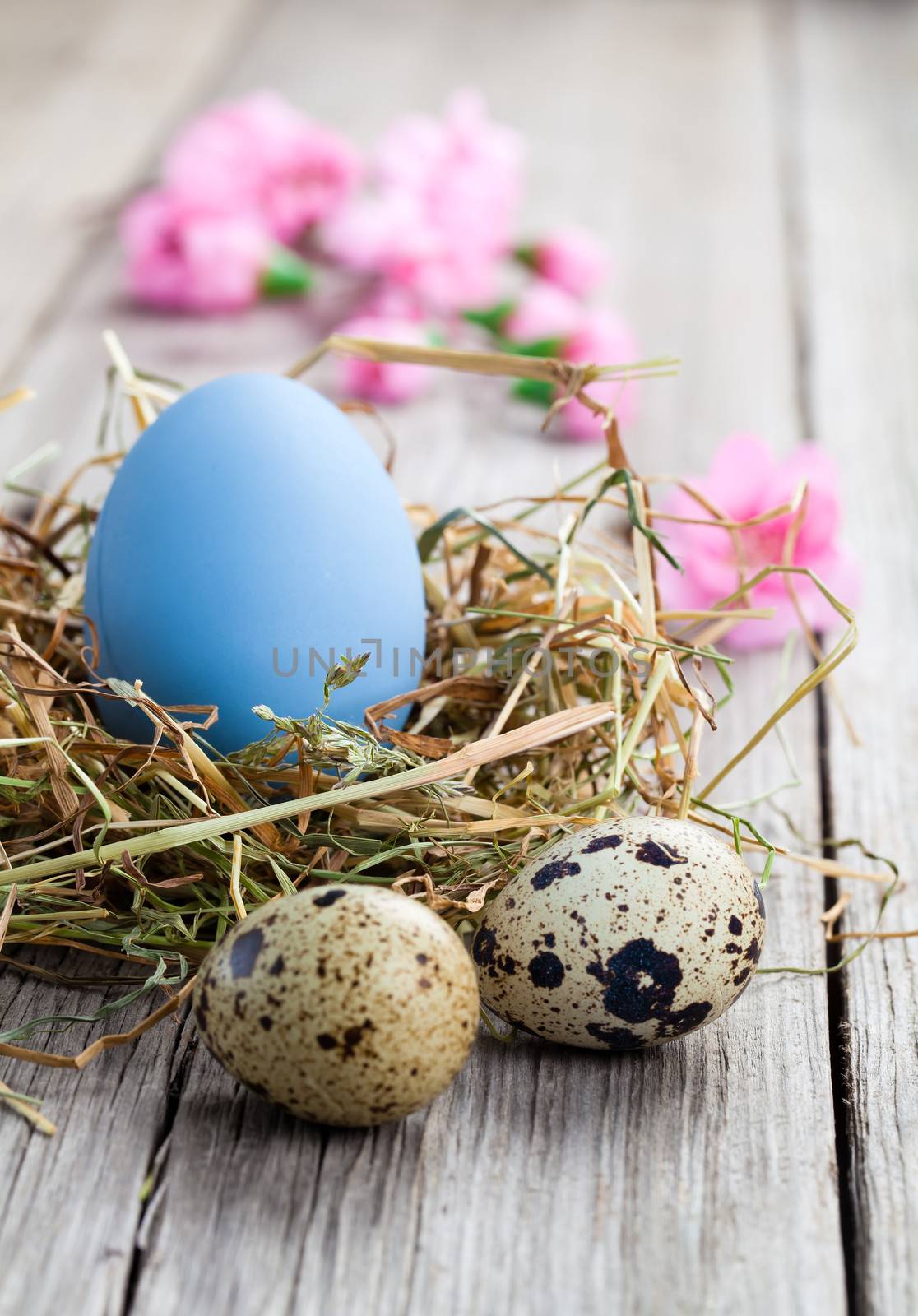 Easter eggs on wooden background by motorolka