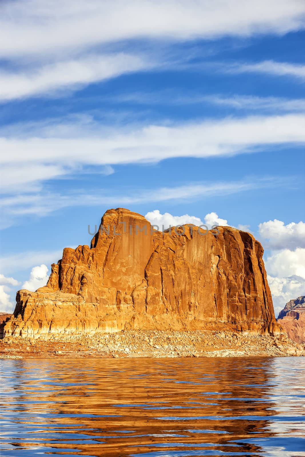 Vertical view on famous lake Powell, Page, USA 