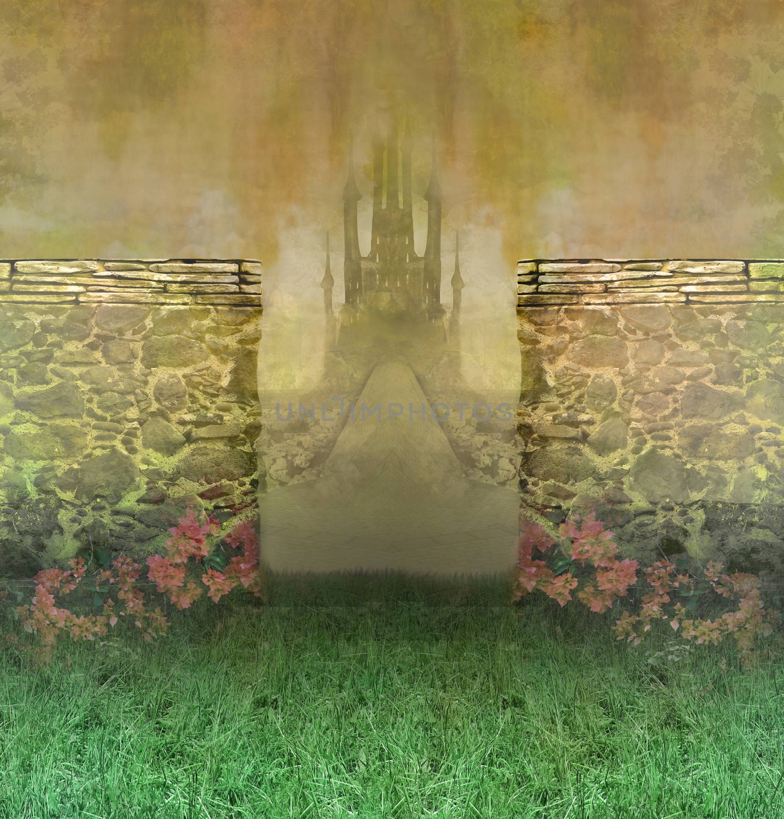 Landscape with old gothic castle
