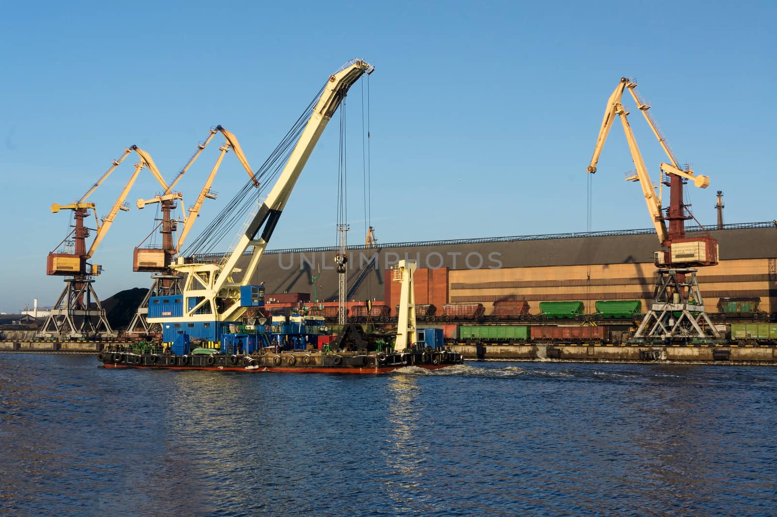 Gantries in the waters of the port of Ventspils