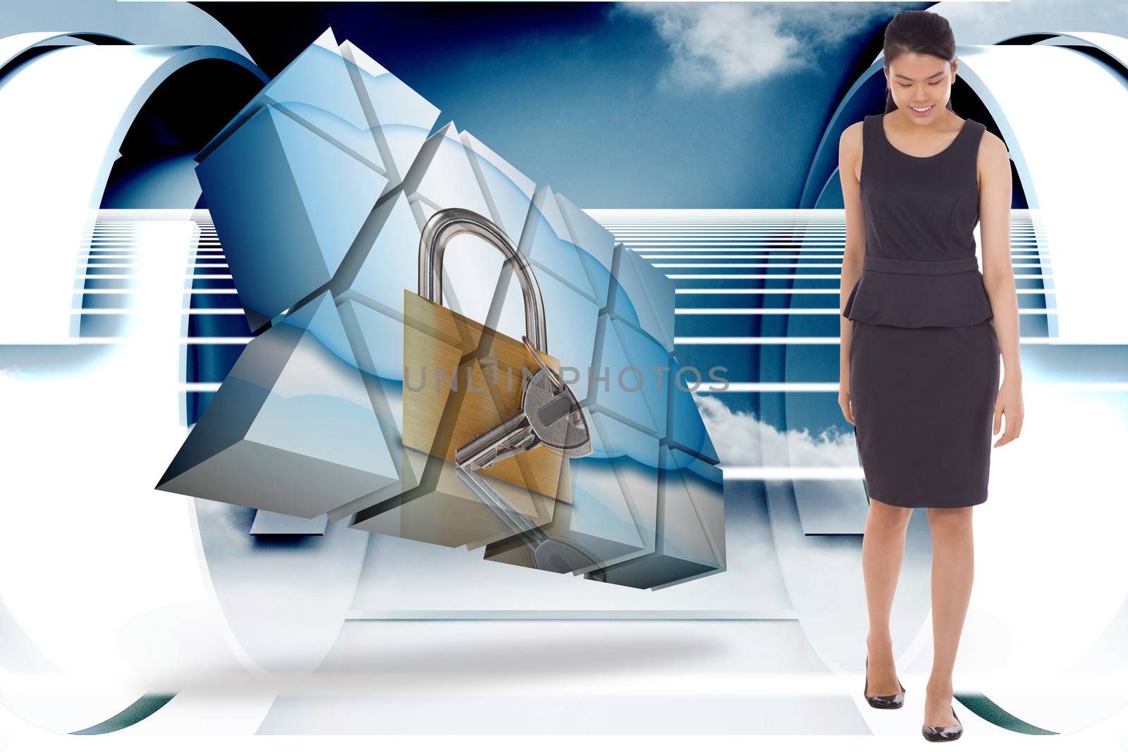 Composite image of asian businesswoman walking by Wavebreakmedia