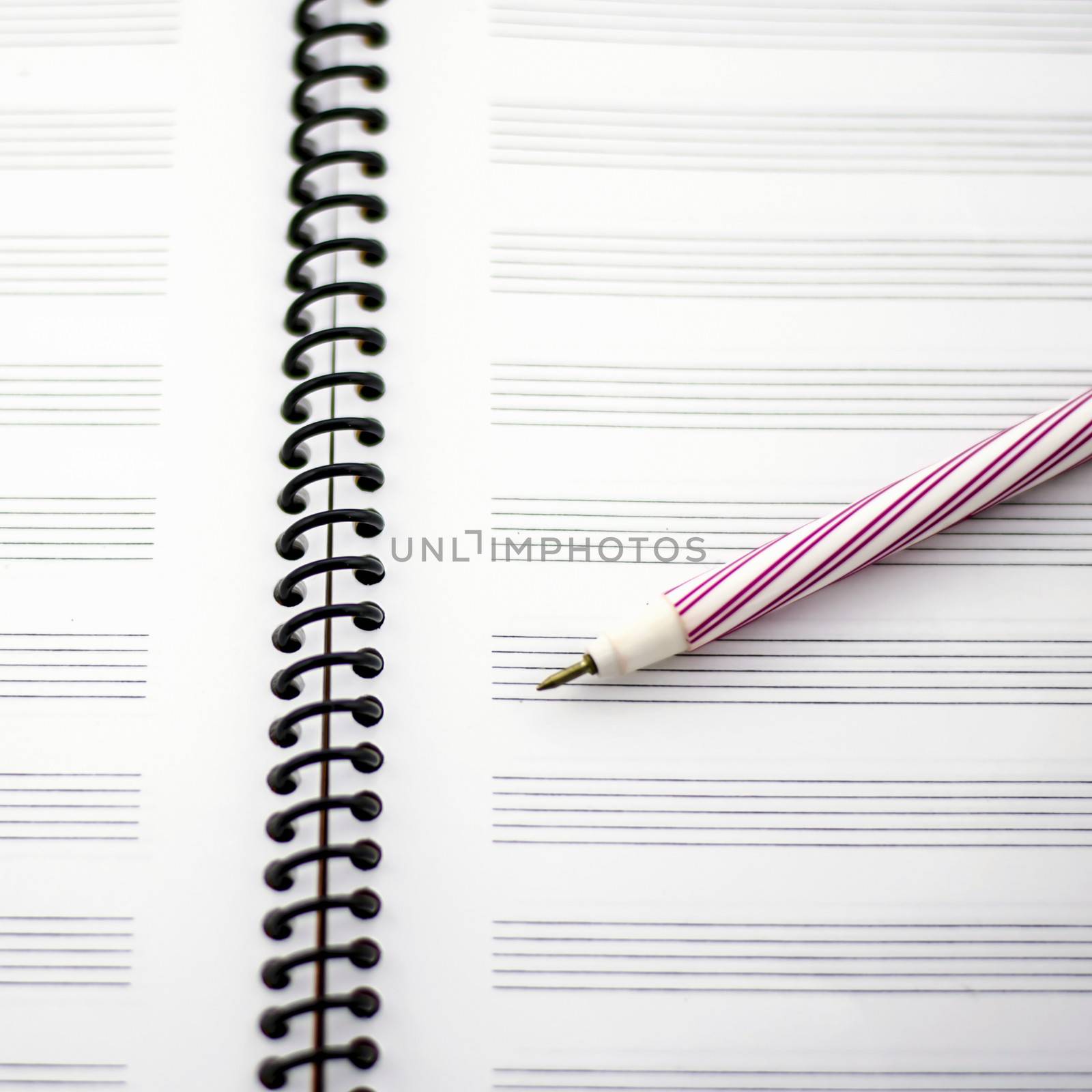music notebook and red pen by ammza12
