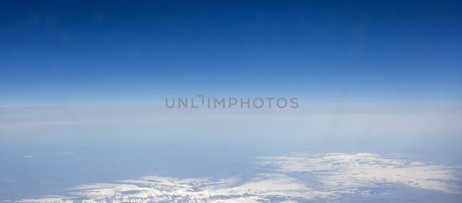 Aerial shot of the Alps taken from an altitude of 39,000ft.