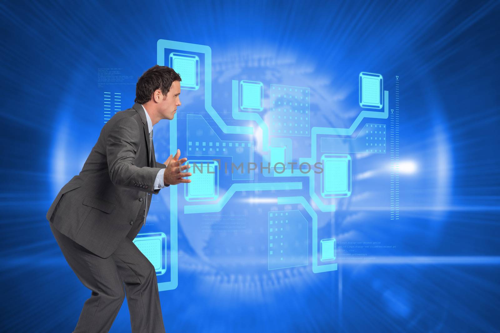 Composite image of businessman standing with arms out by Wavebreakmedia