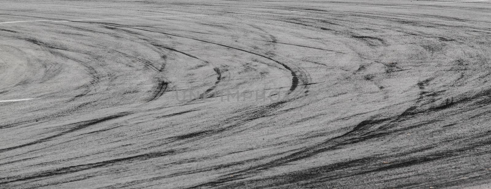 Tire marks on road track for background