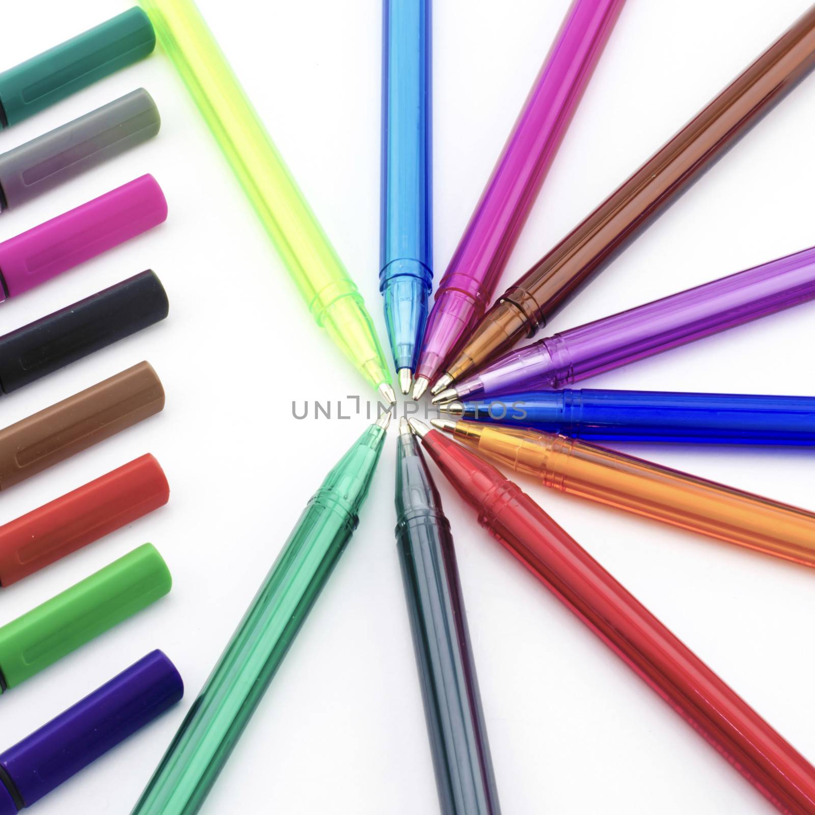 colorful pen isolated on white background