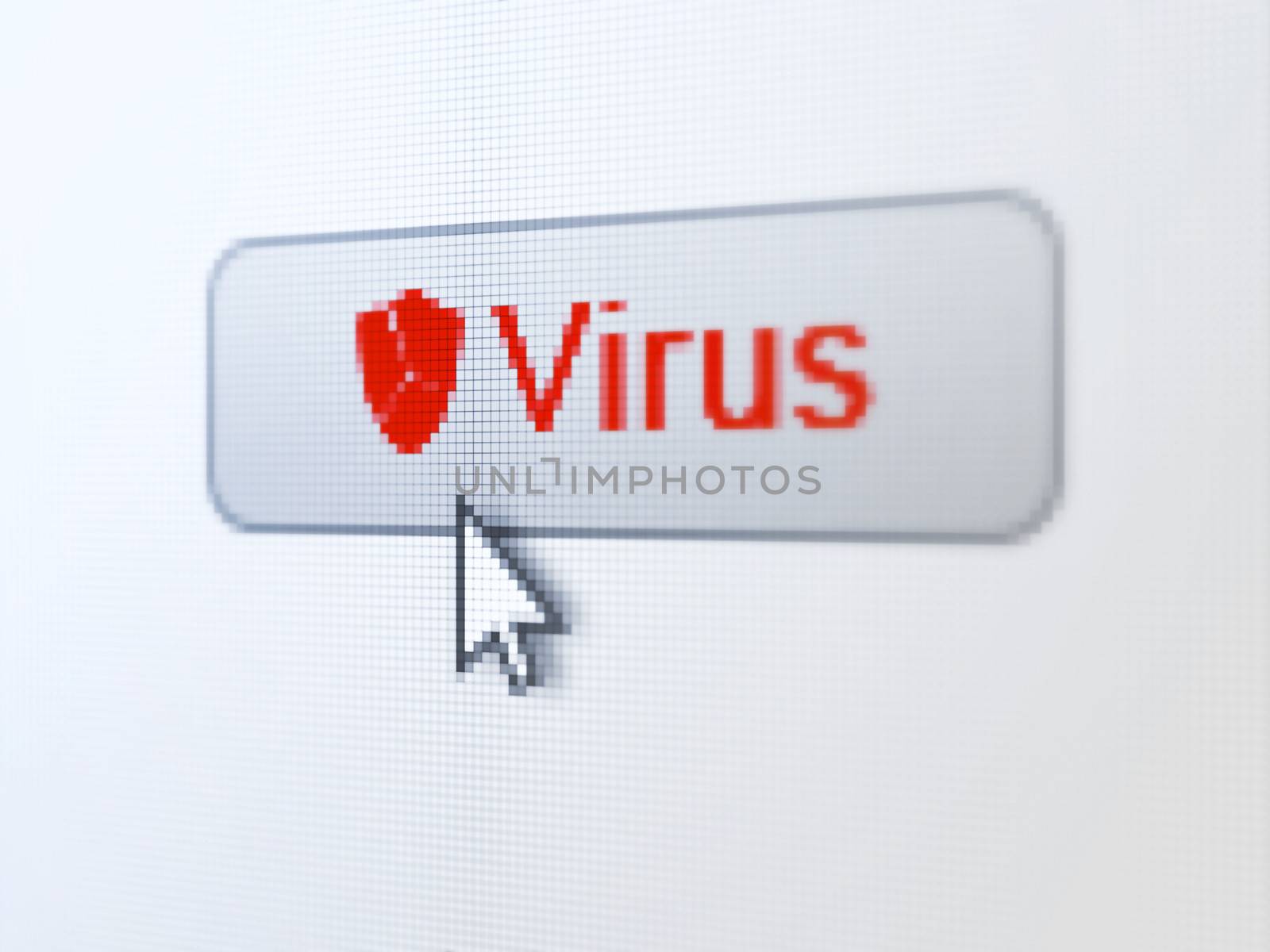 Privacy concept: Virus and Broken Shield on digital button background by maxkabakov