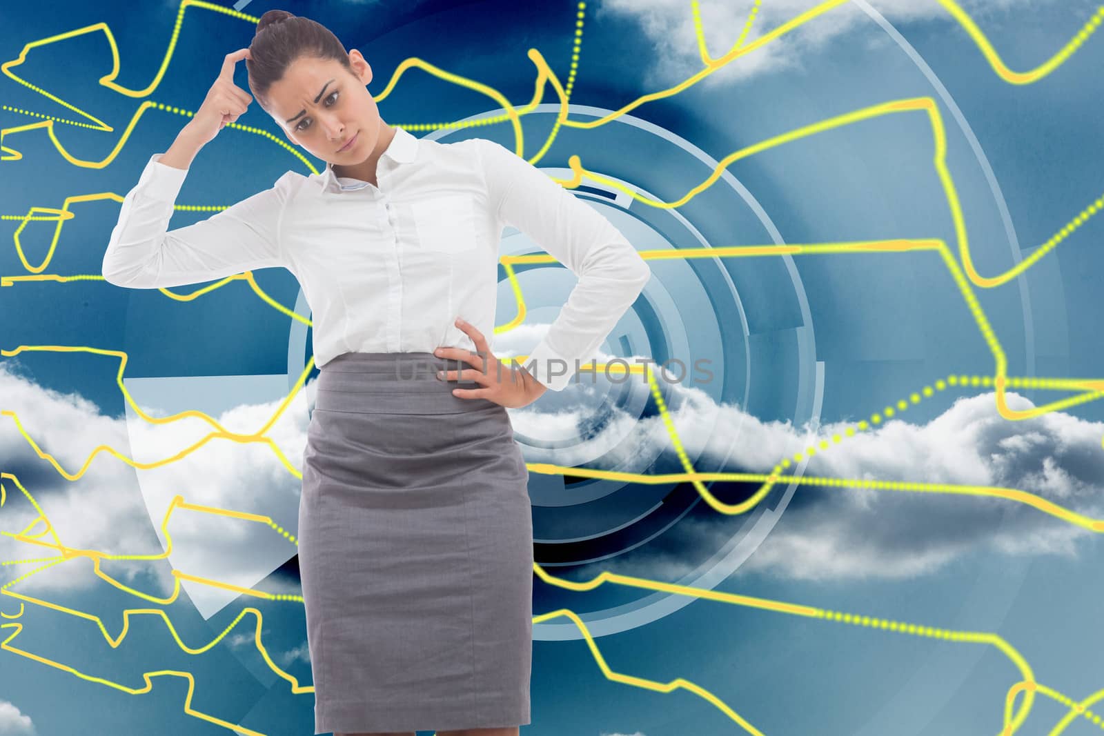 Composite image of worried businesswoman by Wavebreakmedia