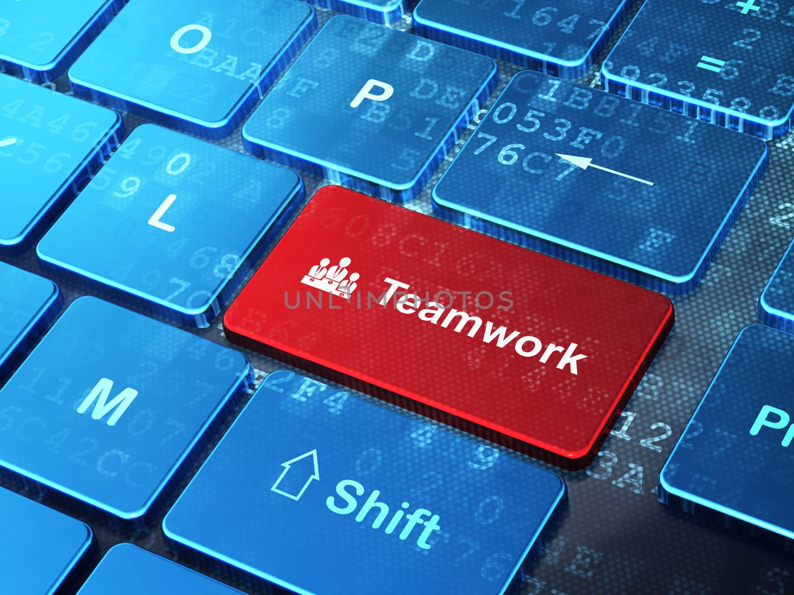 Business concept: Business Team and Teamwork on computer keyboard background by maxkabakov