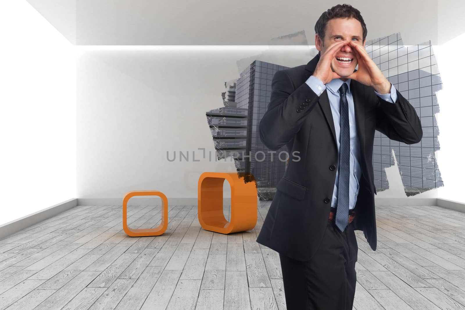 Composite image of shouting businessman by Wavebreakmedia