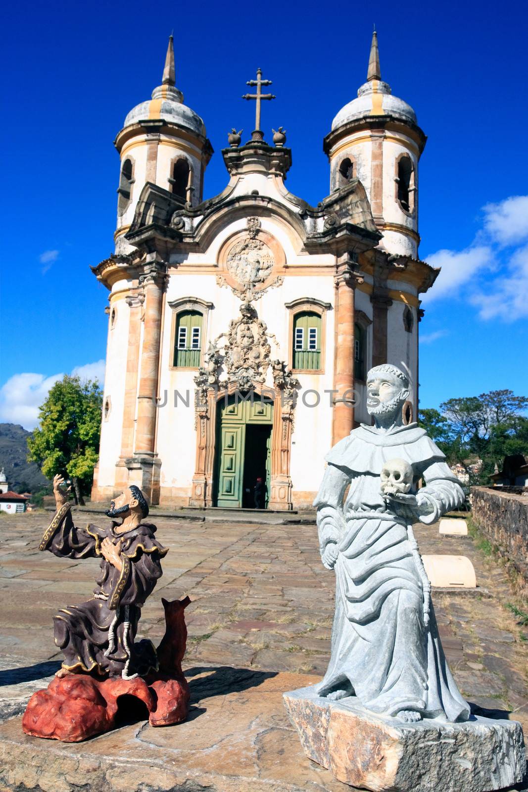 view of the Igreja de Sao Francisco de Assis of the unesco world heritage city of ouro preto in minas gerais brazil