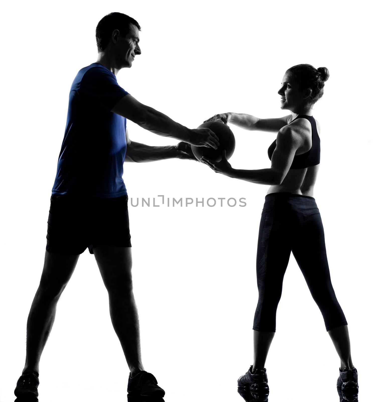 couple woman man exercising workout  silhouette by PIXSTILL