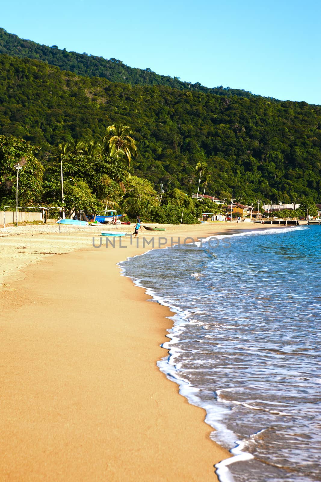 abraao beach in the beautiful island of ilha grande near rio de janeiro in brazil