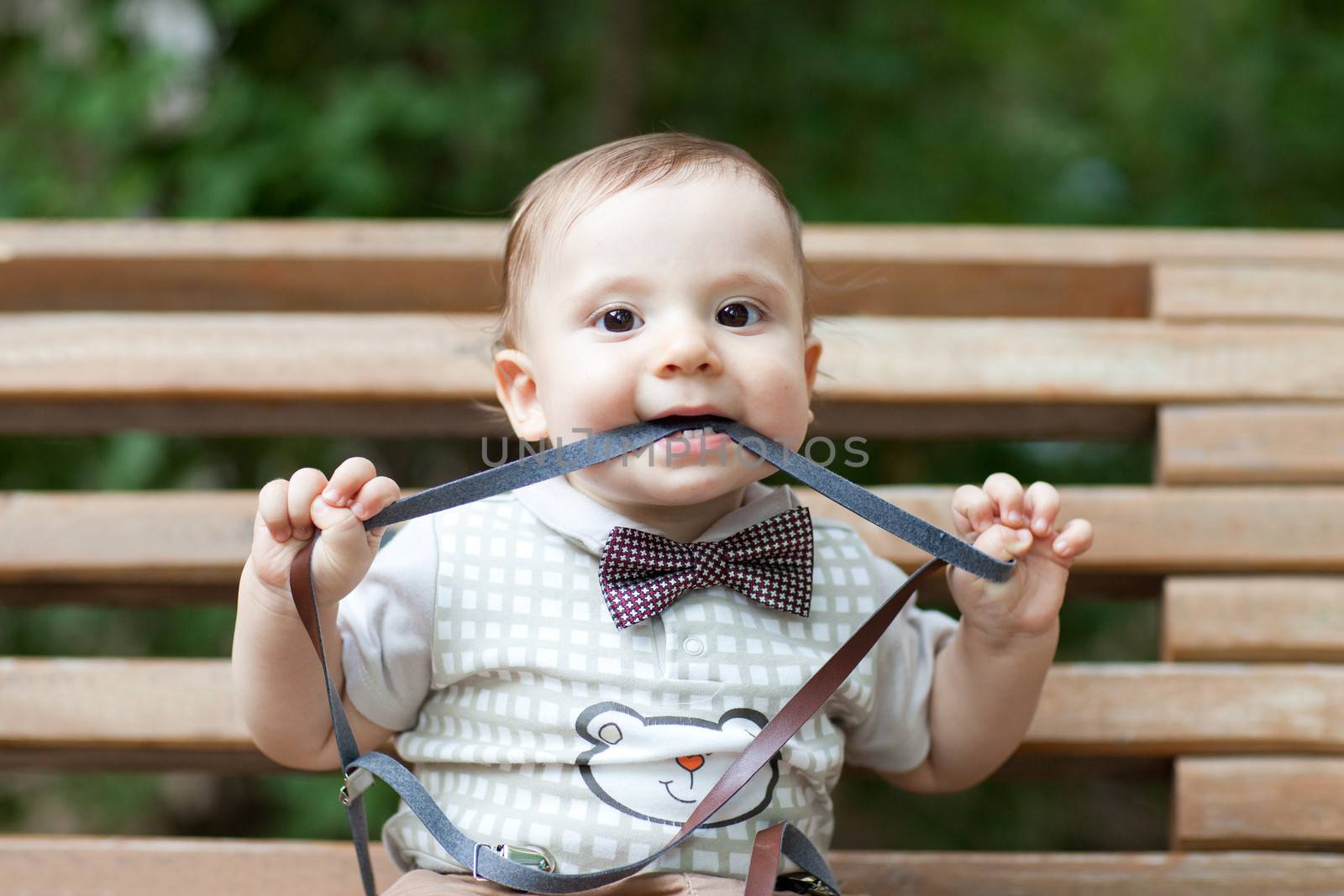 happy child on the bench