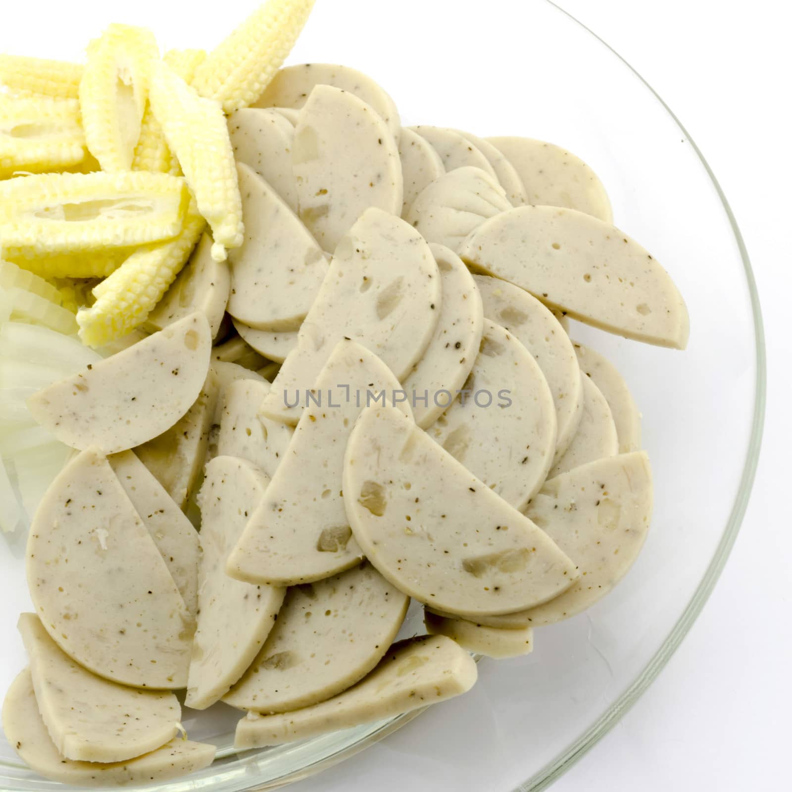 vietnamese sausage in clean dish isolated on white by ammza12