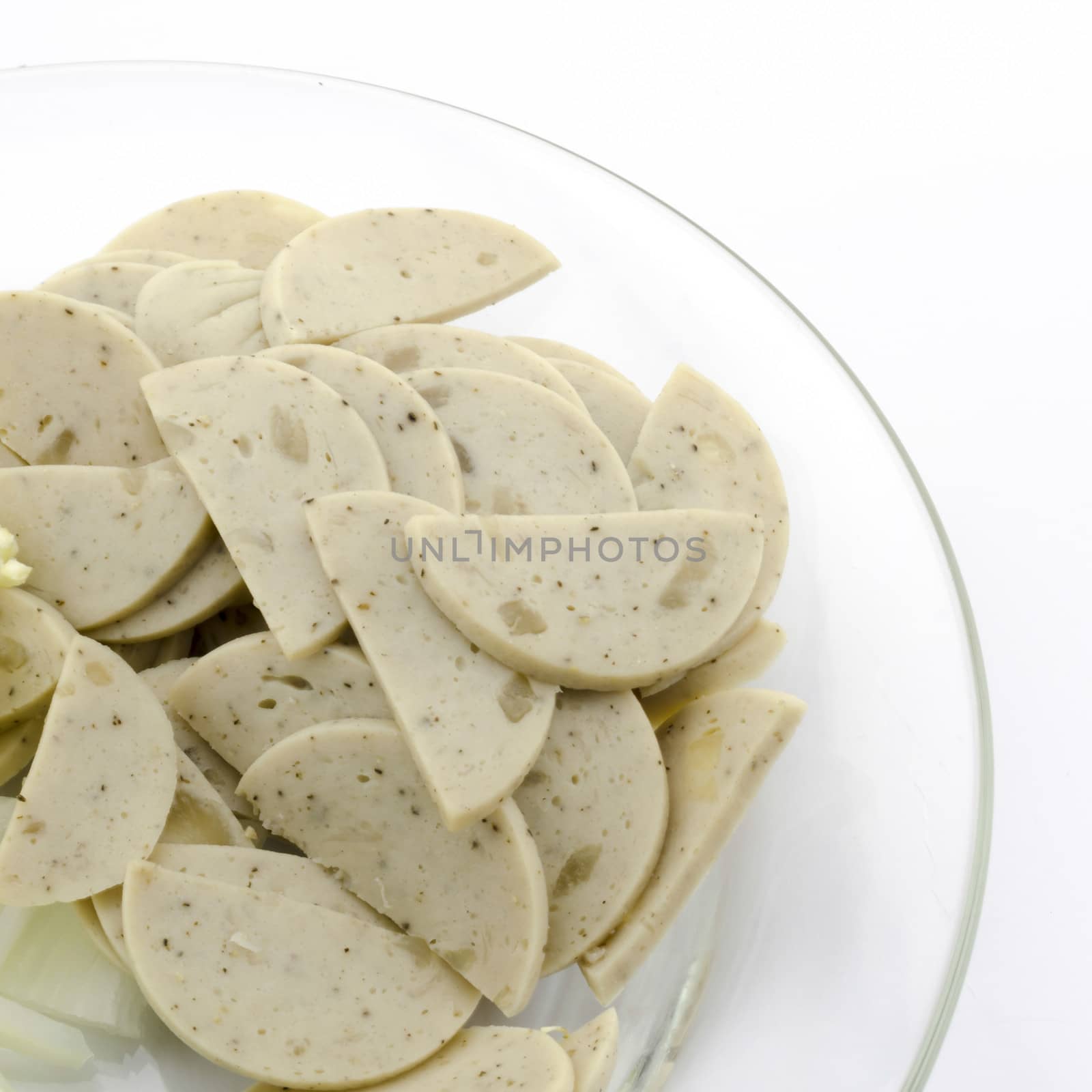 vietnamese sausage in clean dish isolated on white by ammza12