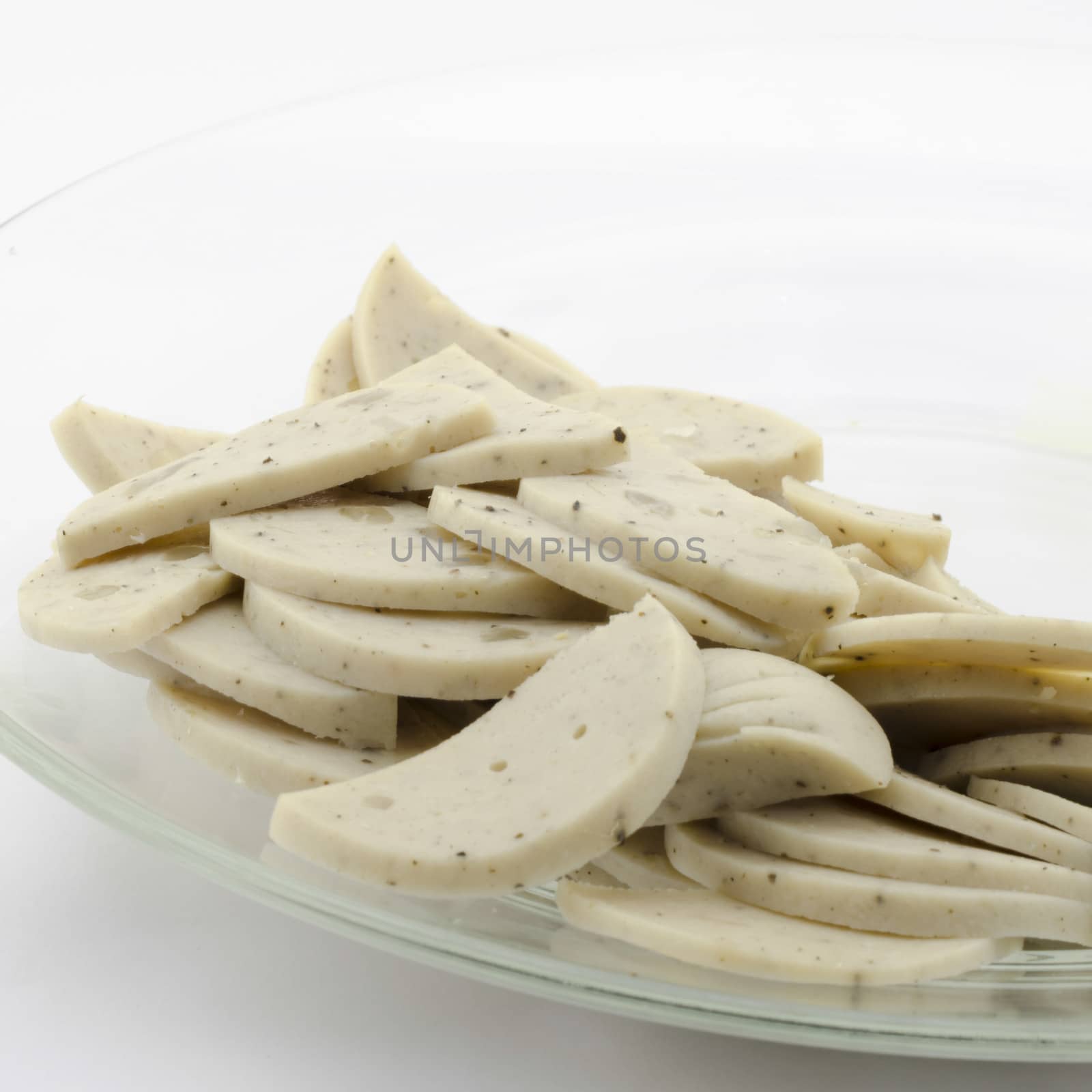 vietnamese sausage in clean dish isolated on white background