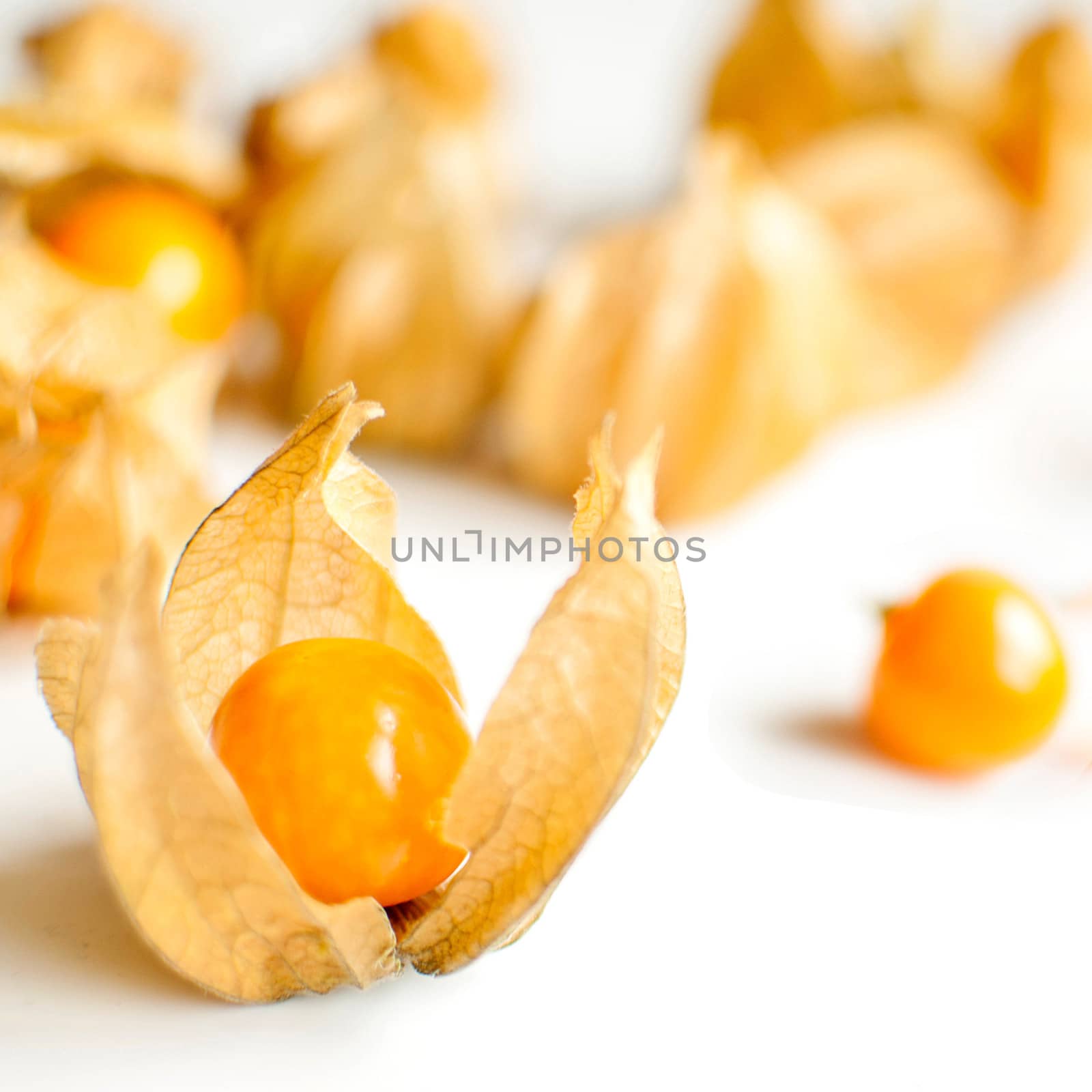 ripe healthy orange physalis over wooden board