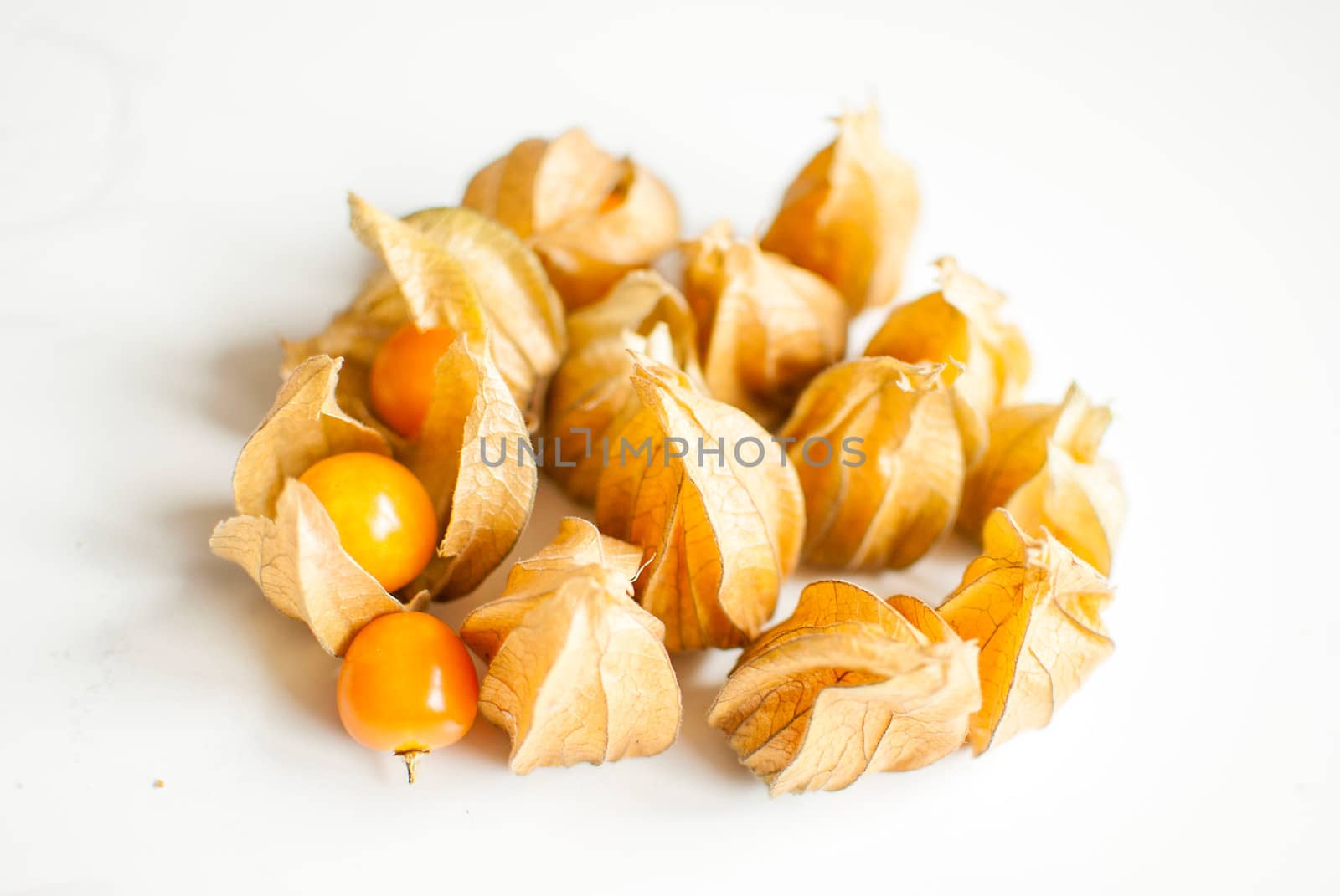 ripe healthy orange physalis over wooden board