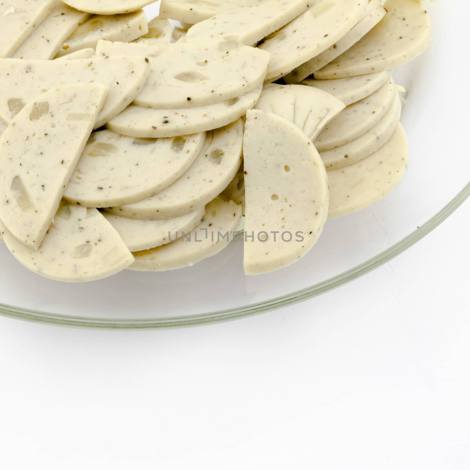 vietnamese sausage in clean dish isolated on white background