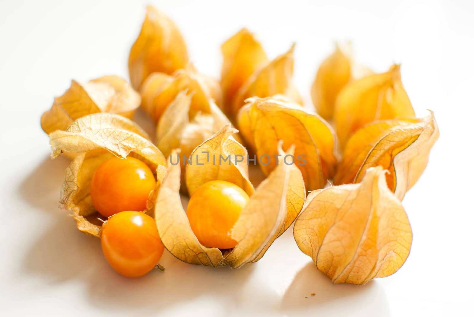 ripe healthy orange physalis over wooden board