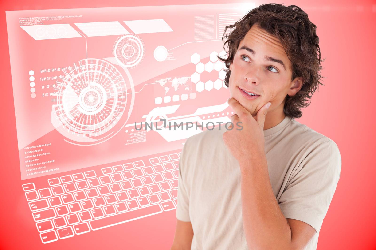 Composite image of close up of a thoughtful man by Wavebreakmedia