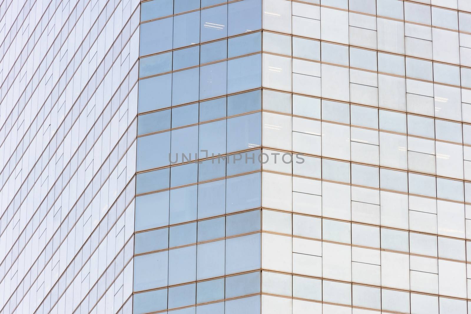 Modern windows of building in city, Bangkok Thailand.