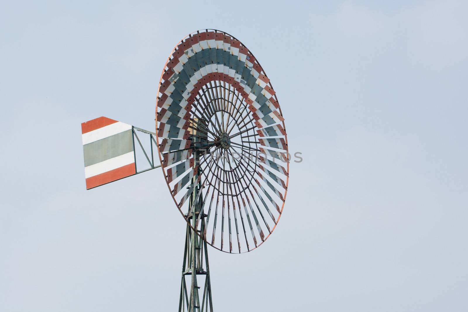 Wind turbine is a circle and the sky. Thailand