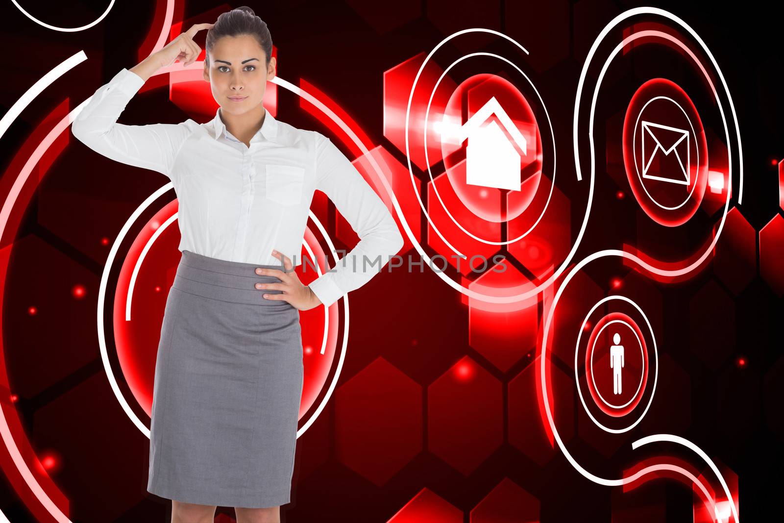 Composite image of focused businesswoman by Wavebreakmedia