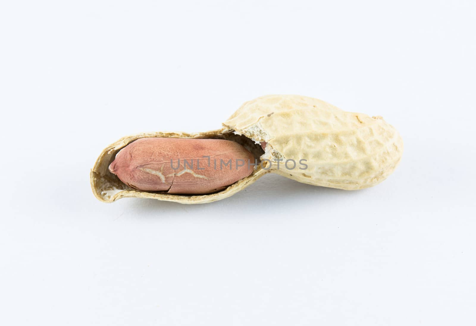 Baked Thai peanut or ground nut on white background