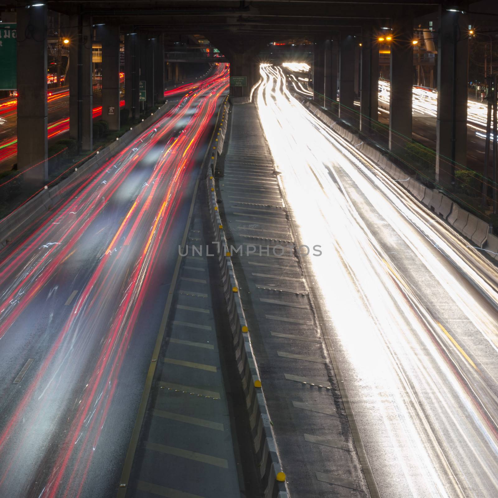 car lights at night in the city