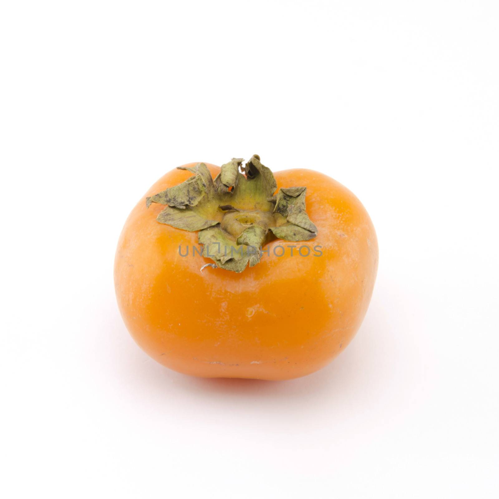 single persimmon isolated on white background