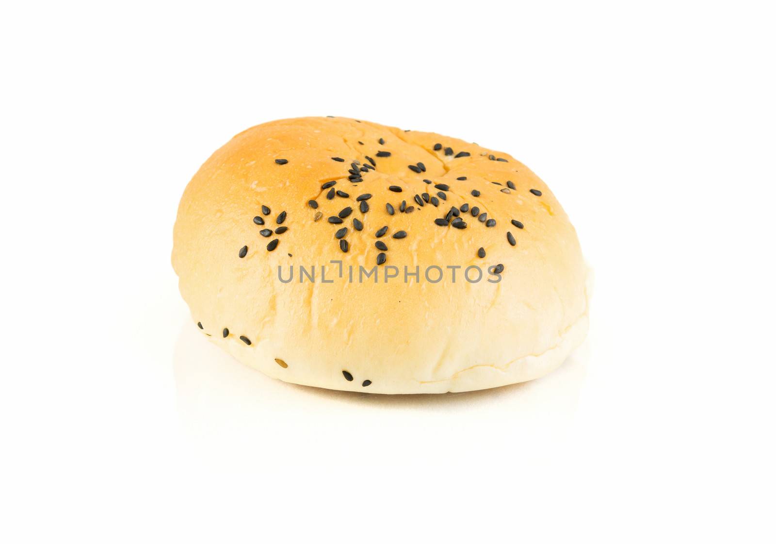 bread with sesame seeds on white background