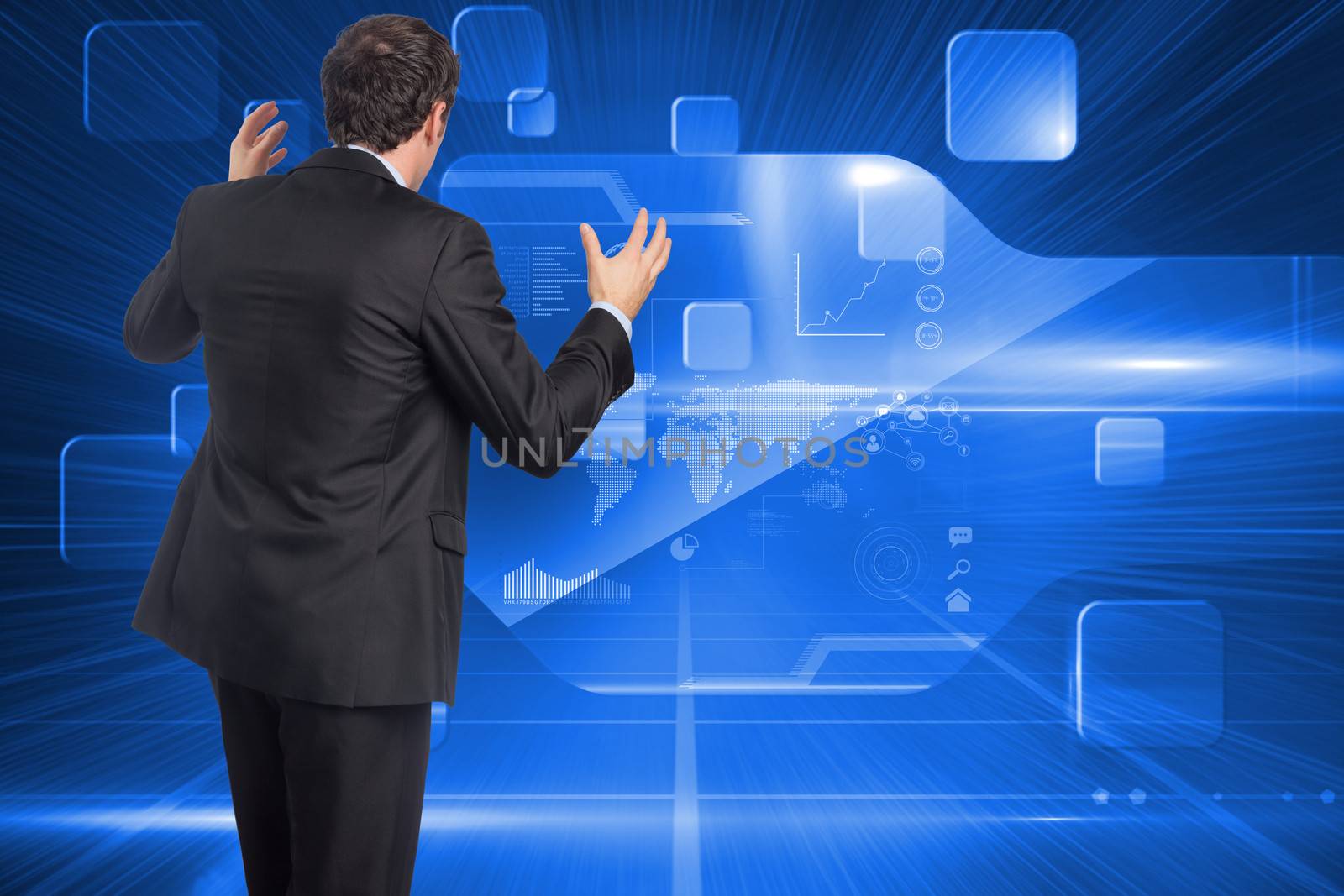 Composite image of stressed businessman gesturing by Wavebreakmedia