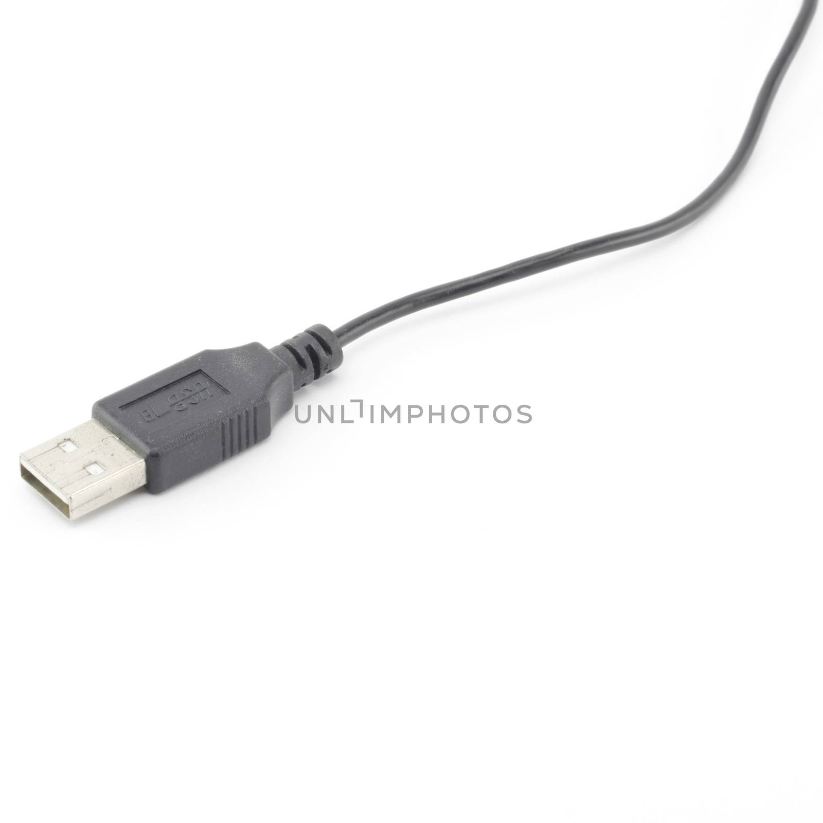 black usb cable isolated on white background