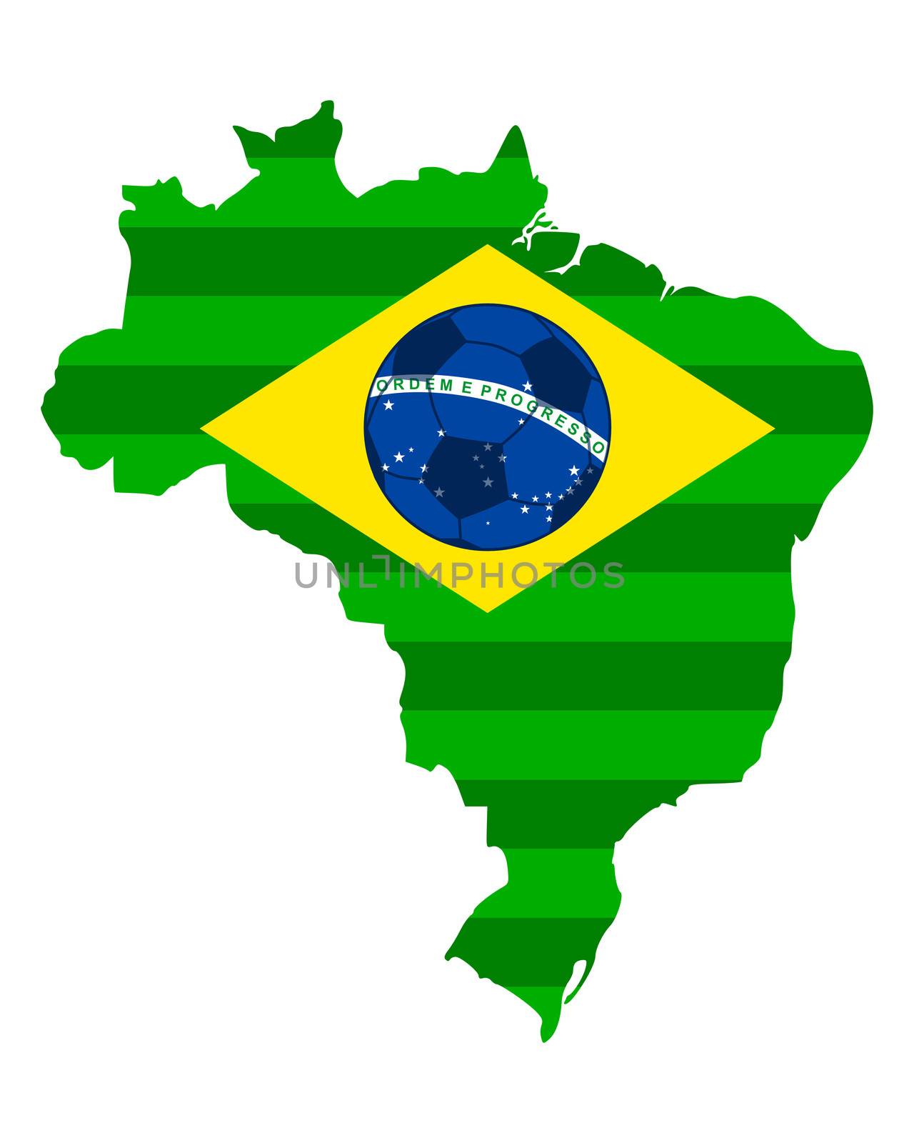 Soccer map and flag of Brazil