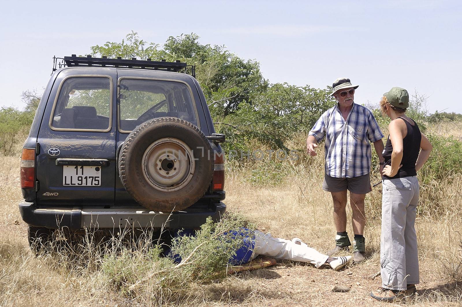 puncture in the desert around Koupela in Burkina Faso