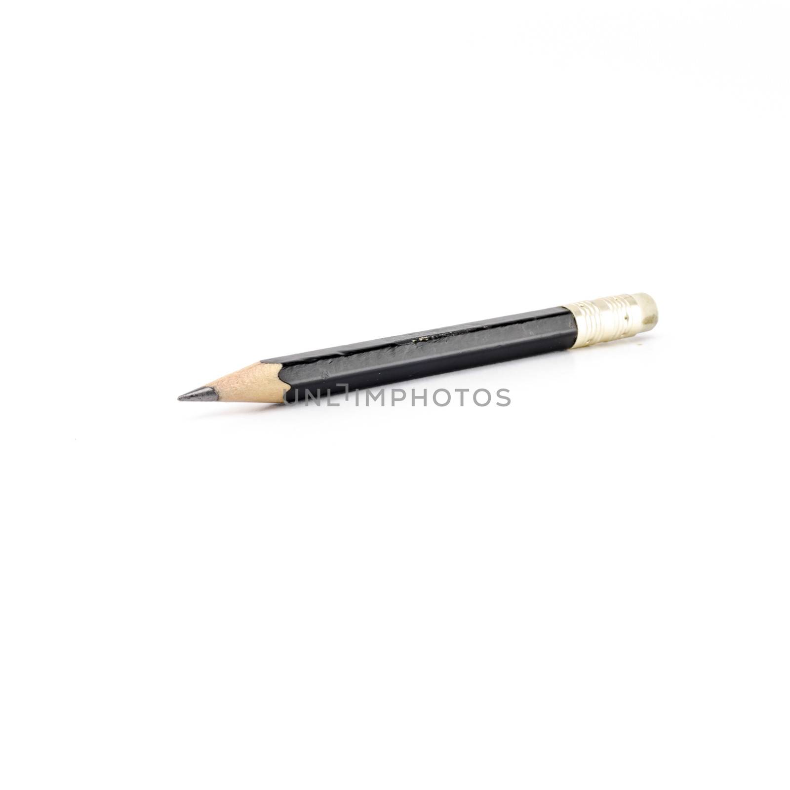 short black pencil isolated on white background