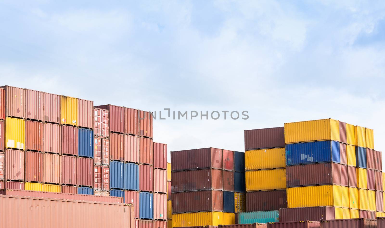 Cargo containers and blue sky a background