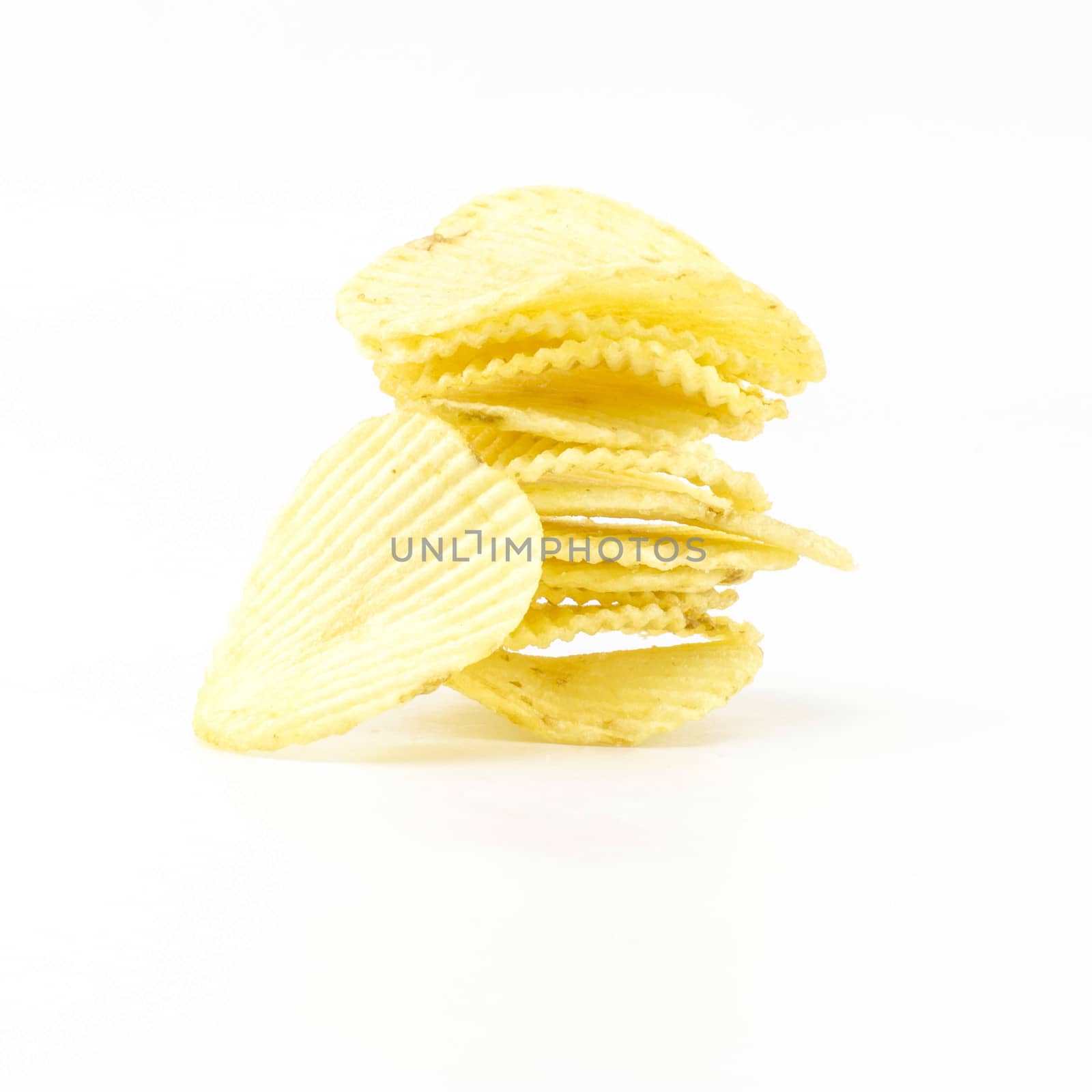 snack potato chips isolated on white background