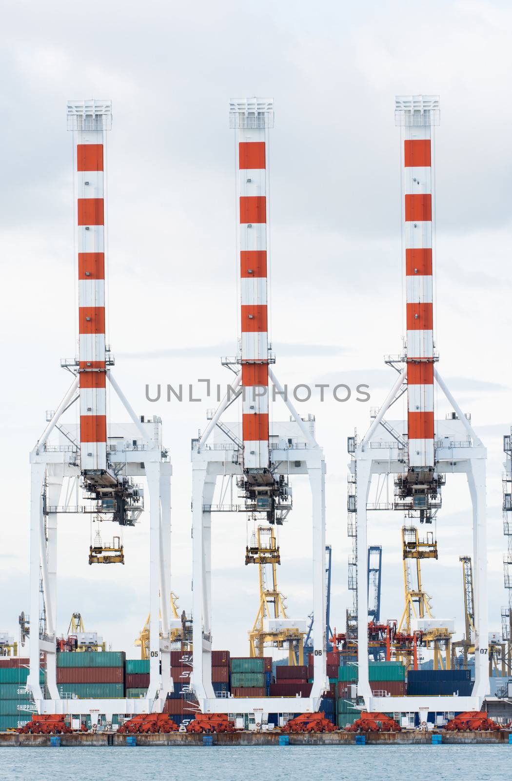 Cargo sea port and Sea cargo cranes of Thailand