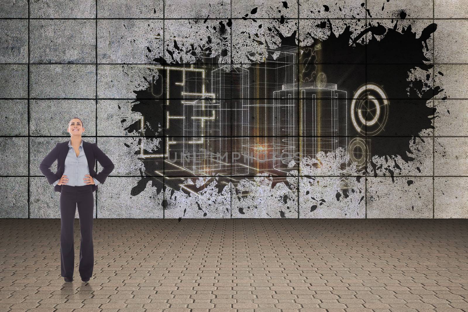 Composite image of happy businesswoman by Wavebreakmedia