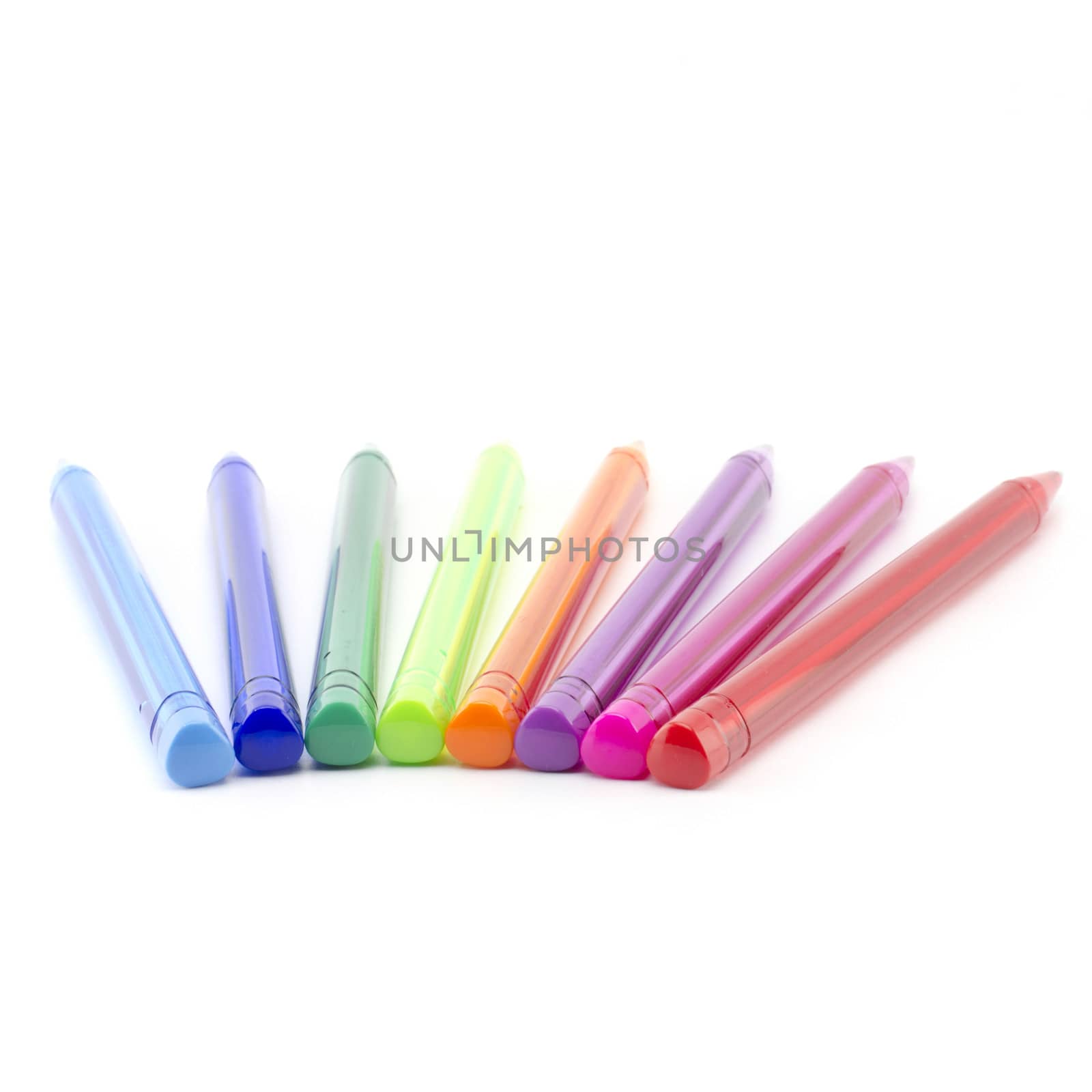 colorful pens isolated on white background