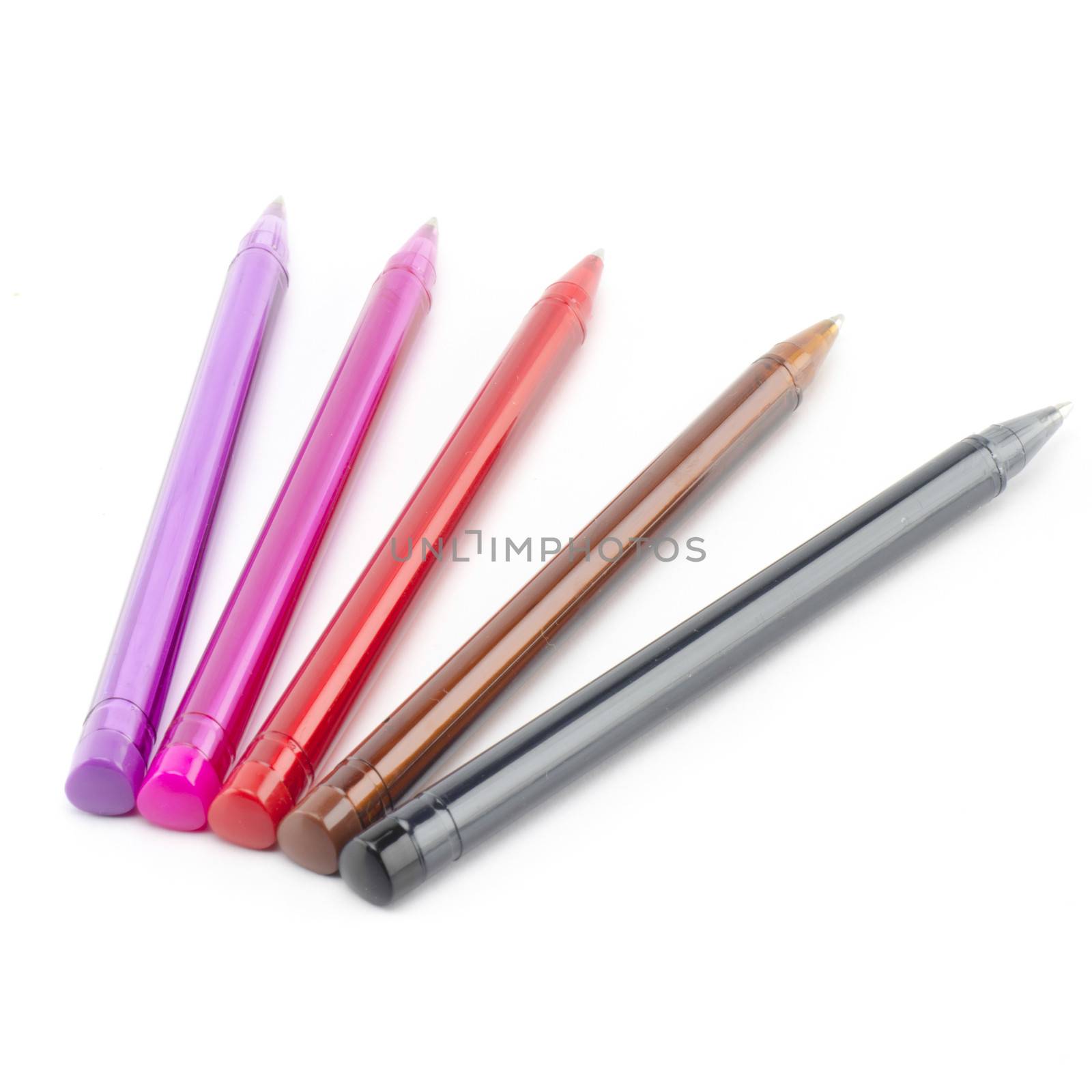 colorful pens isolated on white background