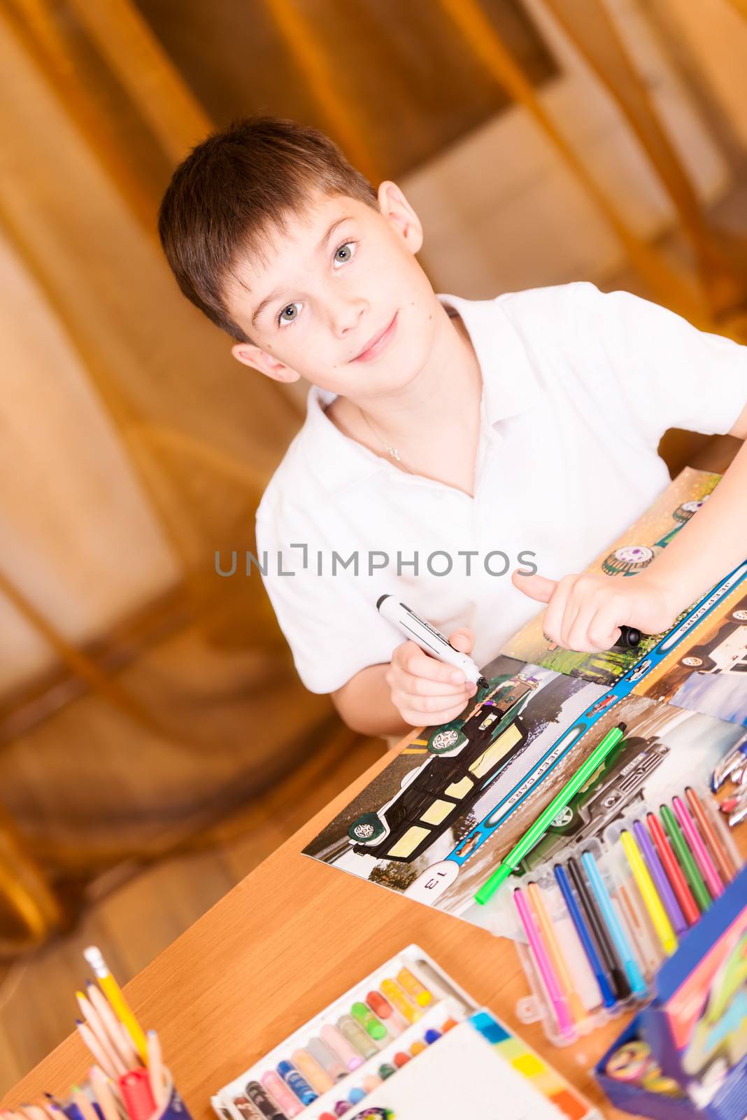 Boy colouring book portrait angled by Nanisimova