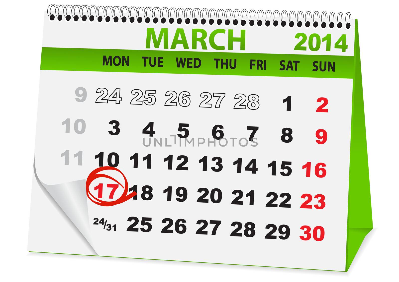 icon in the form of a calendar for  St Patrick's Day