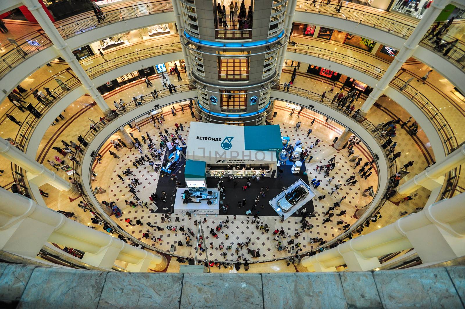 KUALA LUMPUR, April 10, 2011: Formula 1 symbolic arca during racing championship inside Suria shopping centre at Petronas Twin Towers in Kuala Lumpur, Malaysia