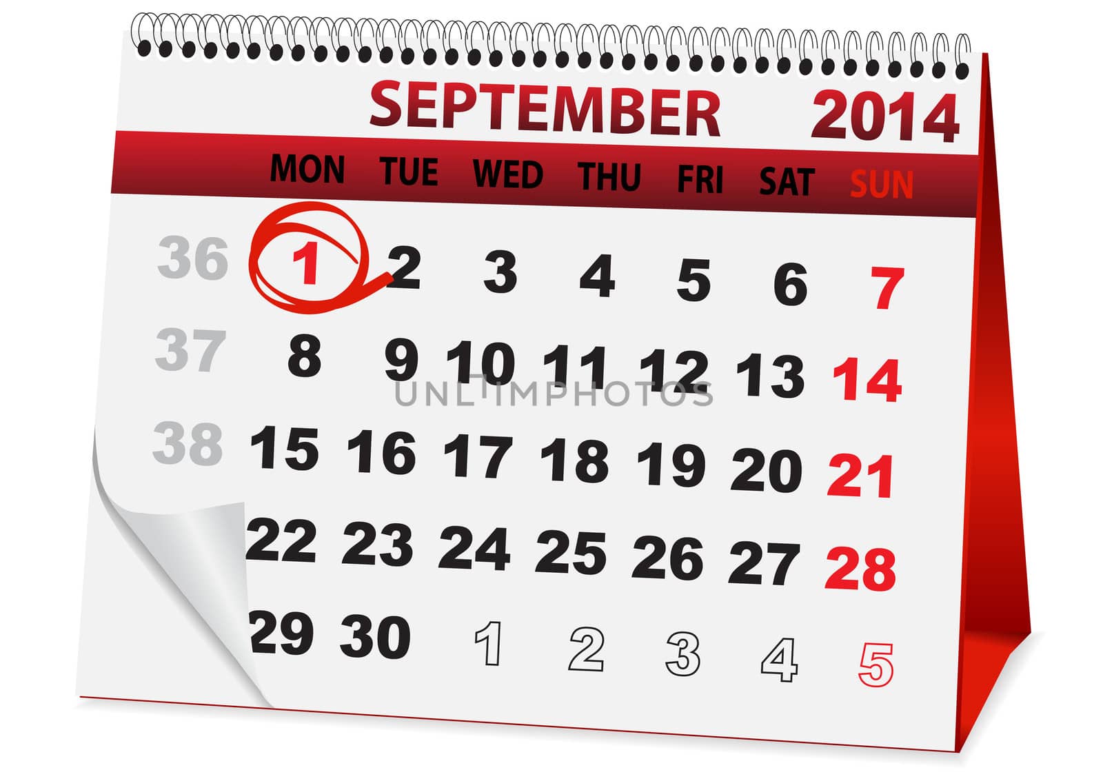 holiday calendar in honor of September 1 vector illustration