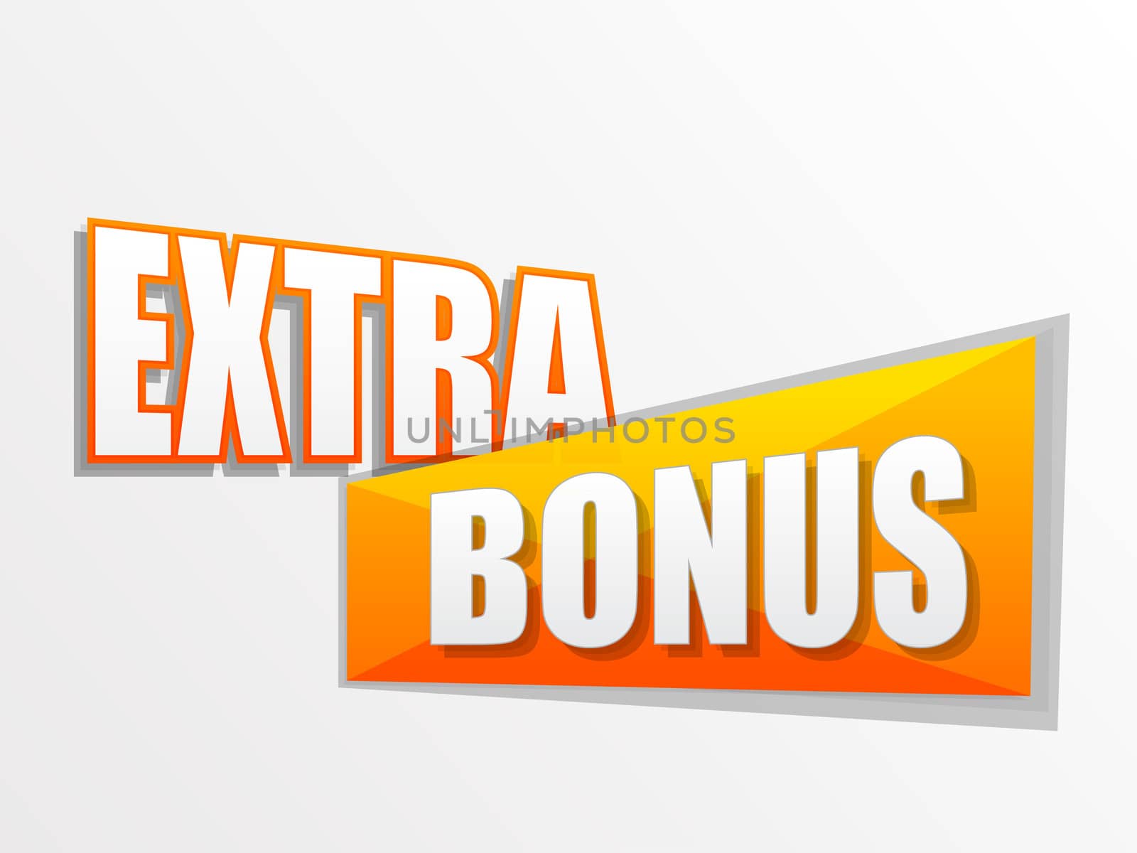 extra bonus in yellow orange flat design label, business shopping concept