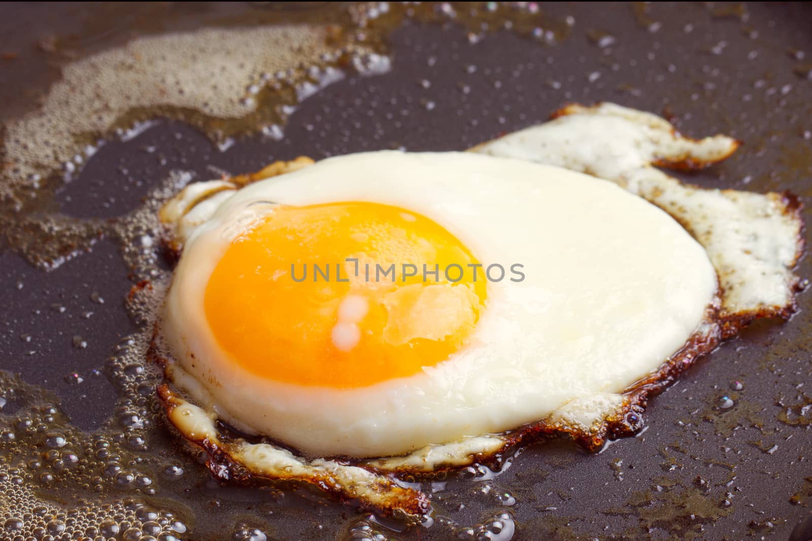 Fried eggs fried on a griddle fatty